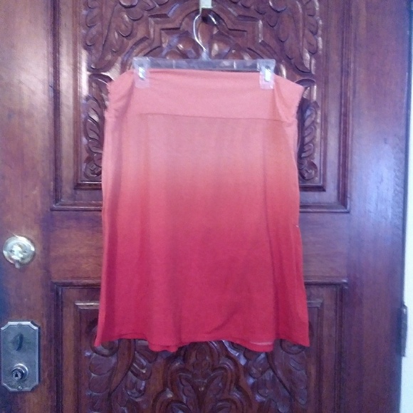 Multi Color Orange Knee Length Skirt - Picture 1 of 1